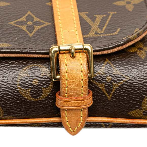 LOUIS VUITTON Authentic Brown Monogram Leather Pochette Hobo Bag